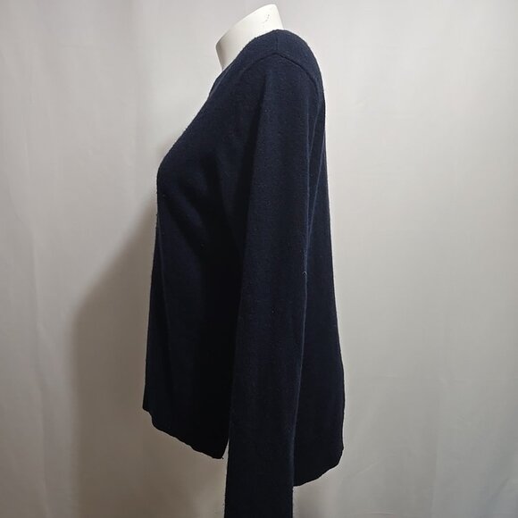 Ines De La Fressange Uniqlo 100% Cashmere Sweater Women Size Large Navy Blue - Picture 2 of 10